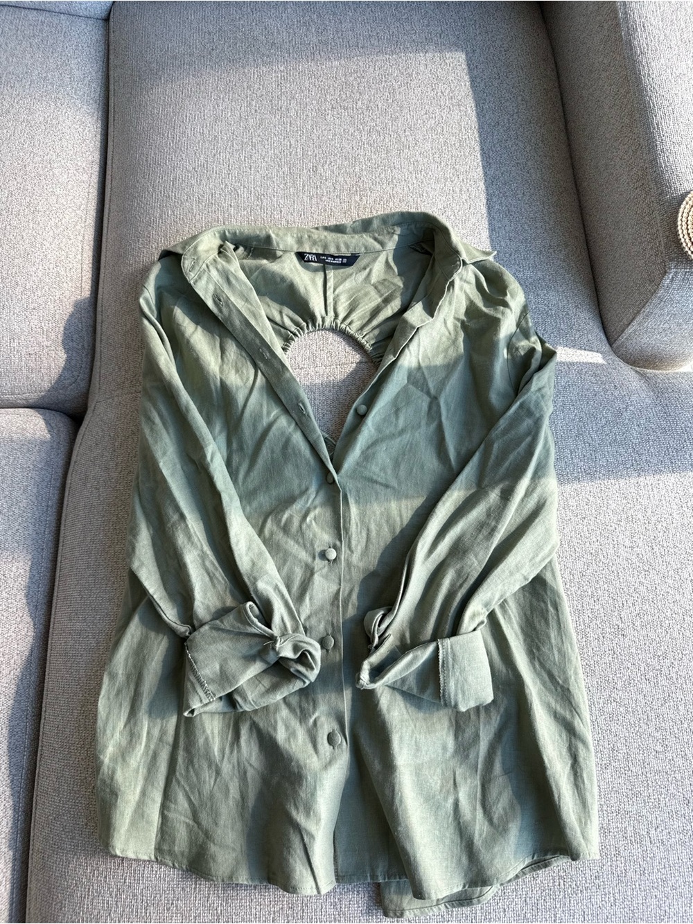 Zara Olive Green Button-Down Shirt